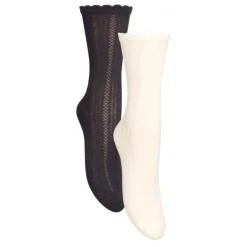 Becksöndergaard strømper - Crochia Cotta 2 Pack off-white/blue