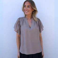 Co'couture bluse - Hera Frill SS walnut