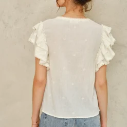 M.A.B.E top - Mina Emb S/S ecru