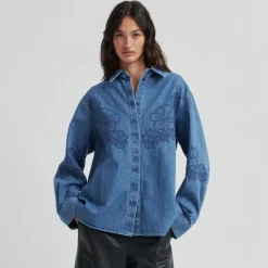 Second Female skjorte - Cornelia Denim blue denim