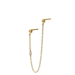 Stine A ørering - 1337 Twin Flow W. Stones, Chain & Pearls guldbelagt